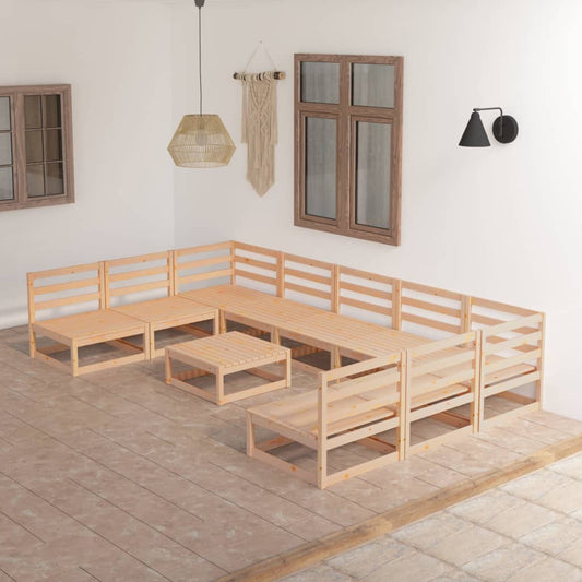 10-tlg. Garten-Lounge-Set Massivholz Kiefer
