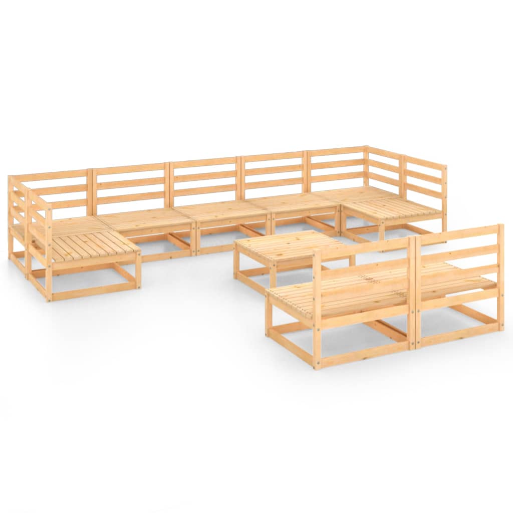 10-tlg. Garten-Lounge-Set Massivholz Kiefer