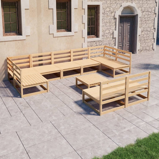 10-tlg. Garten-Lounge-Set Massivholz Kiefer