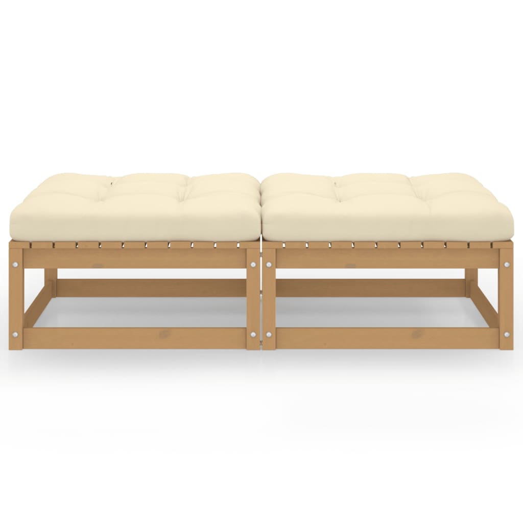Garten-Fußhocker mit Kissen 2 Stk. Massivholz Kiefer