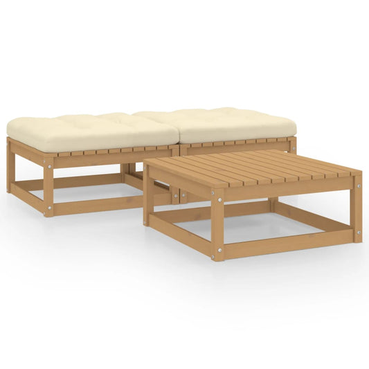 3-tlg. Garten-Lounge-Set mit Kissen Massivholz Kiefer