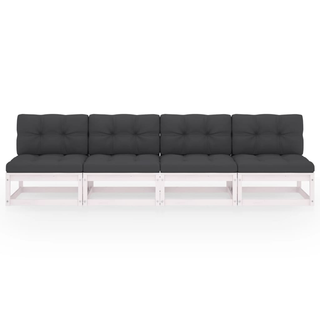 4-Sitzer-Gartensofa mit Kissen Kiefer Massivholz