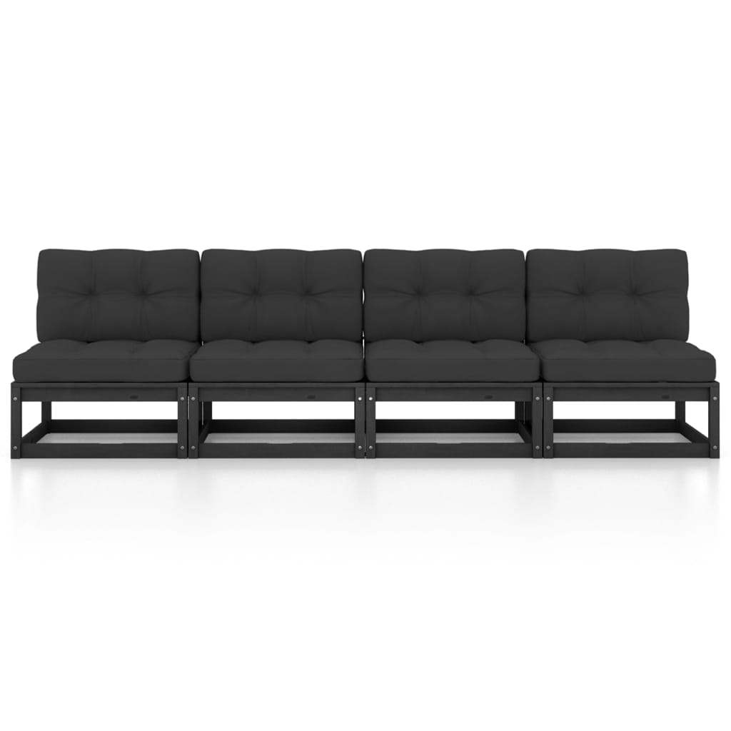 4-Sitzer-Gartensofa mit Kissen Kiefer Massivholz