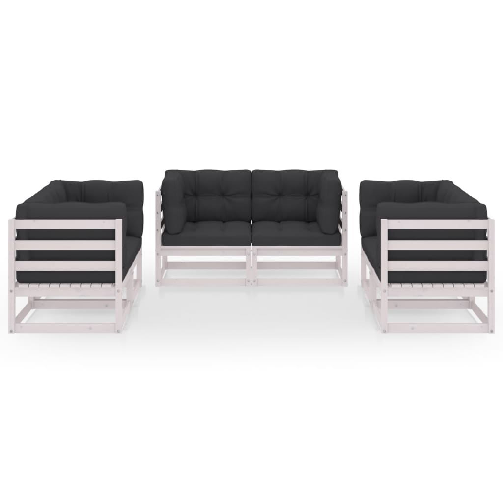 6-tlg. Garten-Lounge-Set mit Kissen Kiefer Massivholz