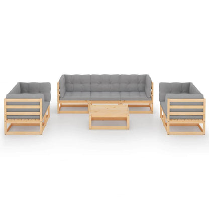 8-tlg. Garten-Lounge-Set mit Kissen Kiefer Massivholz