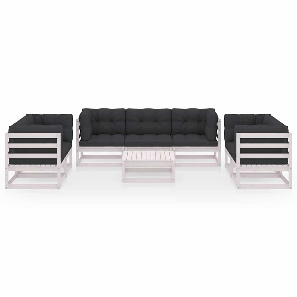 8-tlg. Garten-Lounge-Set mit Kissen Kiefer Massivholz