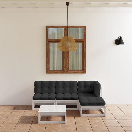5-tlg. Garten-Lounge-Set mit Kissen Kiefer Massivholz