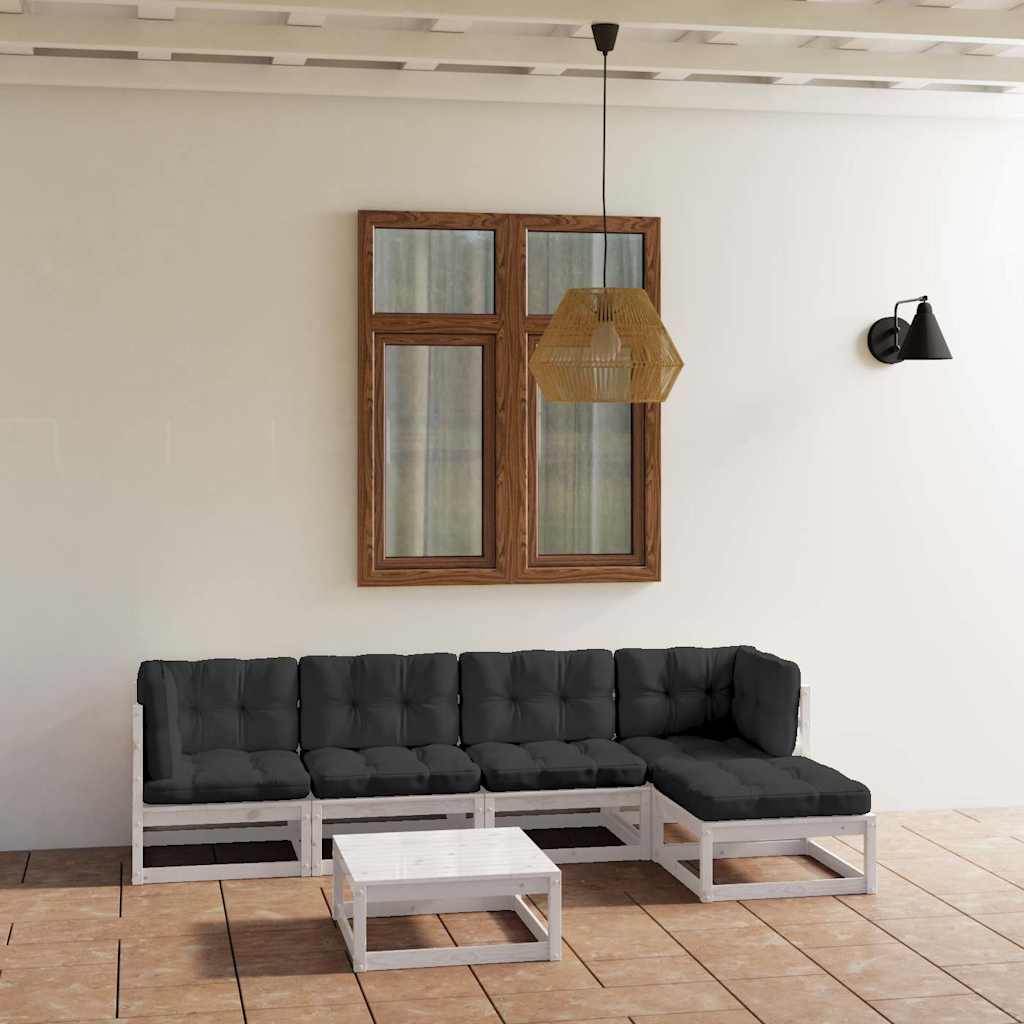 6-tlg. Garten-Lounge-Set mit Kissen Kiefer Massivholz