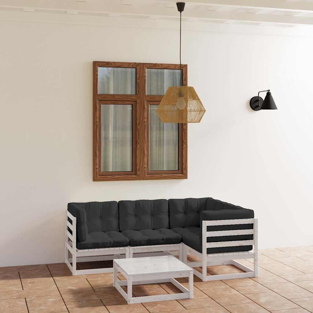 5-tlg. Garten-Lounge-Set mit Kissen Kiefer Massivholz