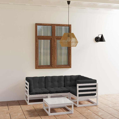 5-tlg. Garten-Lounge-Set mit Kissen Kiefer Massivholz