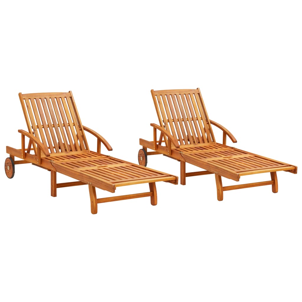 Sun loungers 2 pcs. Solid acacia wood