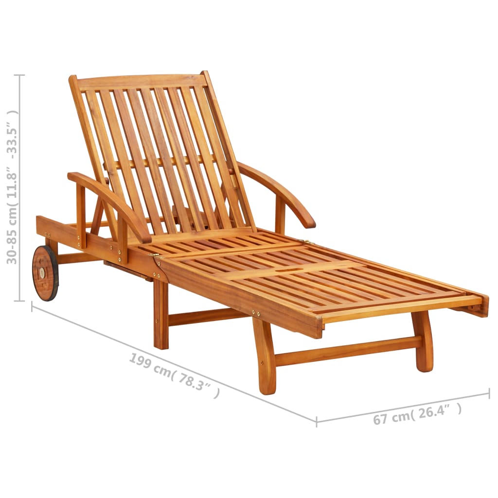 Sun loungers 2 pcs. Solid acacia wood