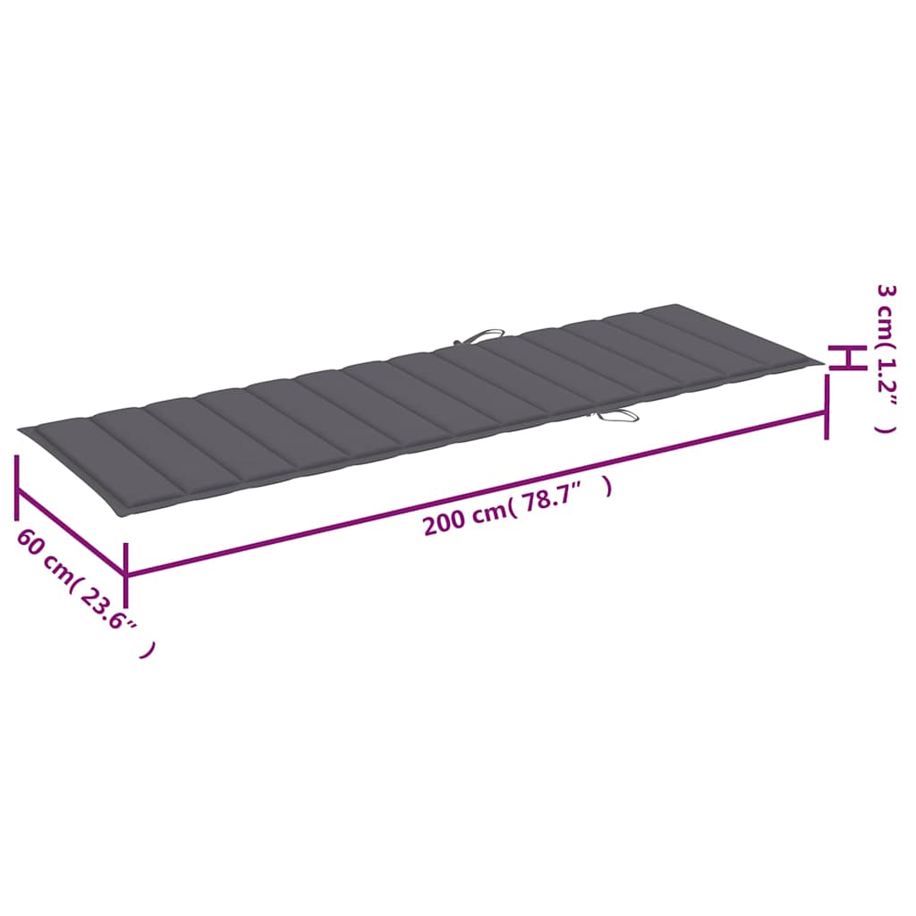 Sonnenliegen 2 Stk. mit Auflagen Massivholz Akazie