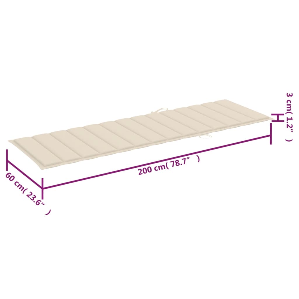 Sonnenliegen 2 Stk. mit Tisch und Auflagen Massivholz Akazie