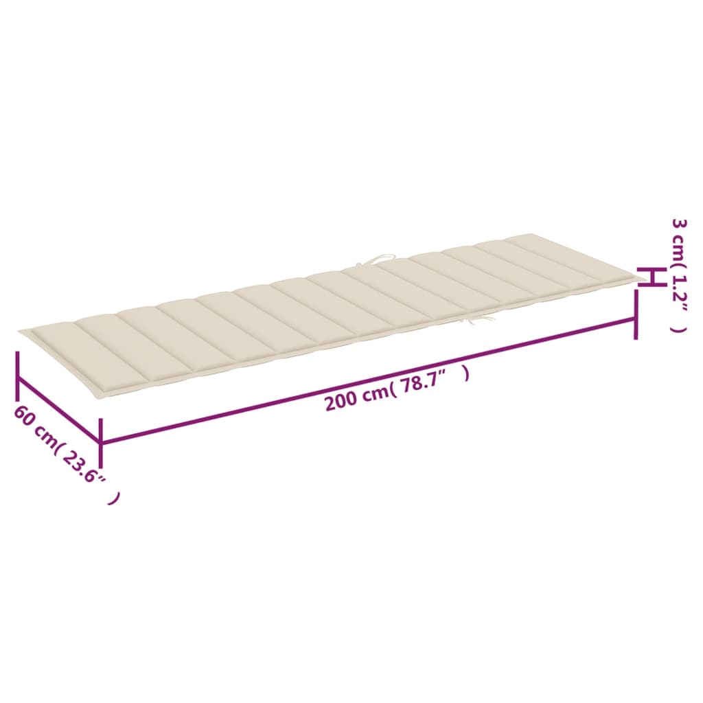 Sonnenliegen 2 Stk. mit Tisch und Auflagen Massivholz Akazie