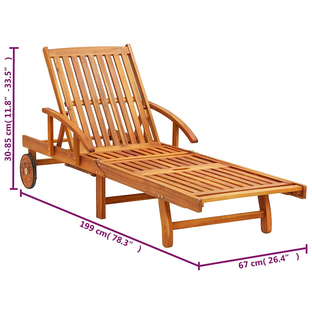Sonnenliegen 2 Stk. mit Tisch und Auflagen Massivholz Akazie