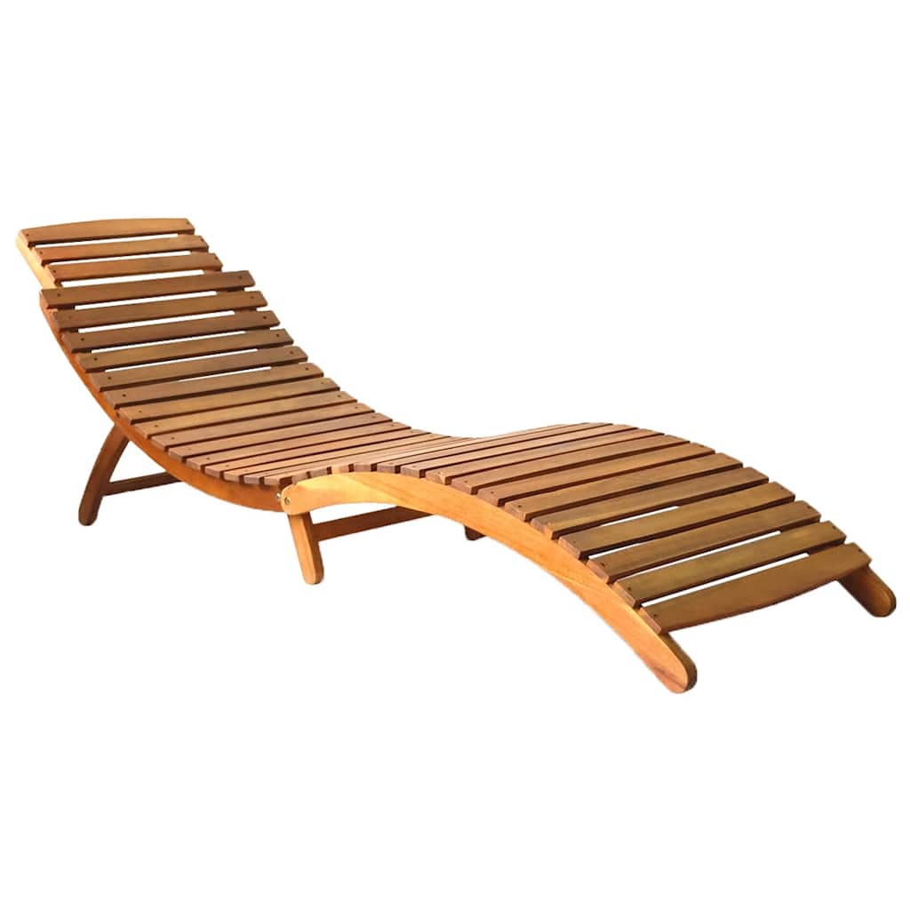 Chaises longues 2 pièces avec coussins en bois massif d'acacia