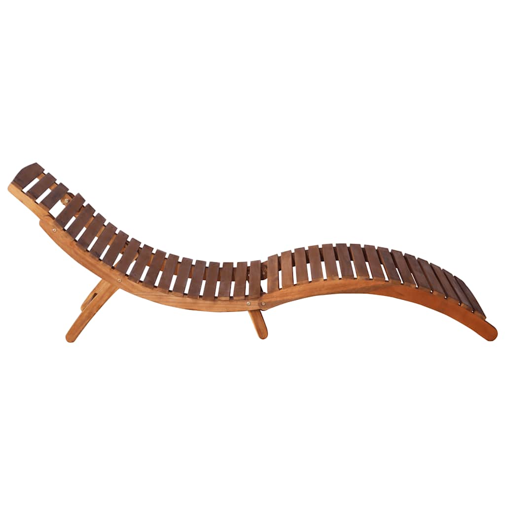 Chaises longues 2 pièces avec table et coussins en bois massif d'acacia