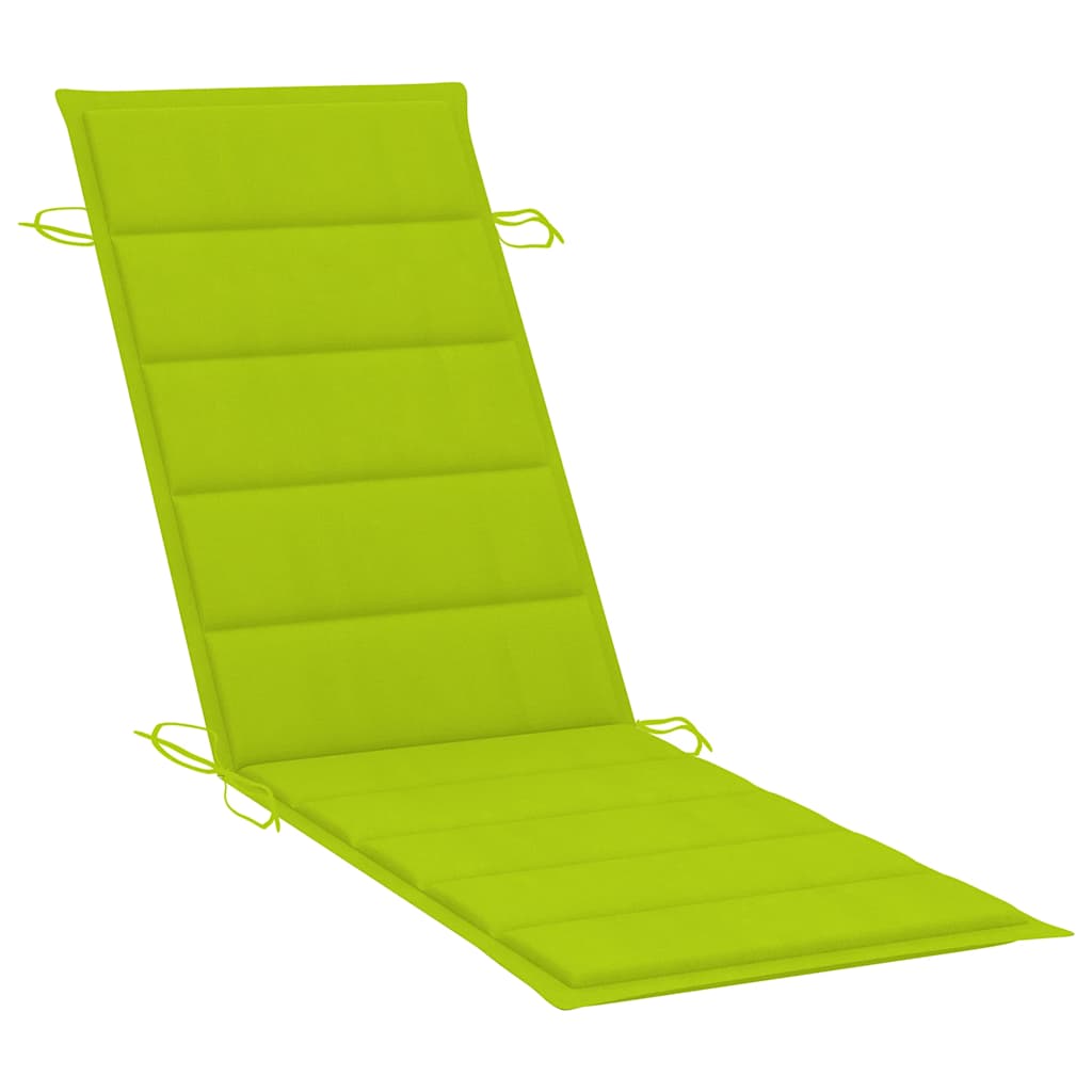 Chaises longues 2 pièces avec table et coussins en bois massif d'acacia