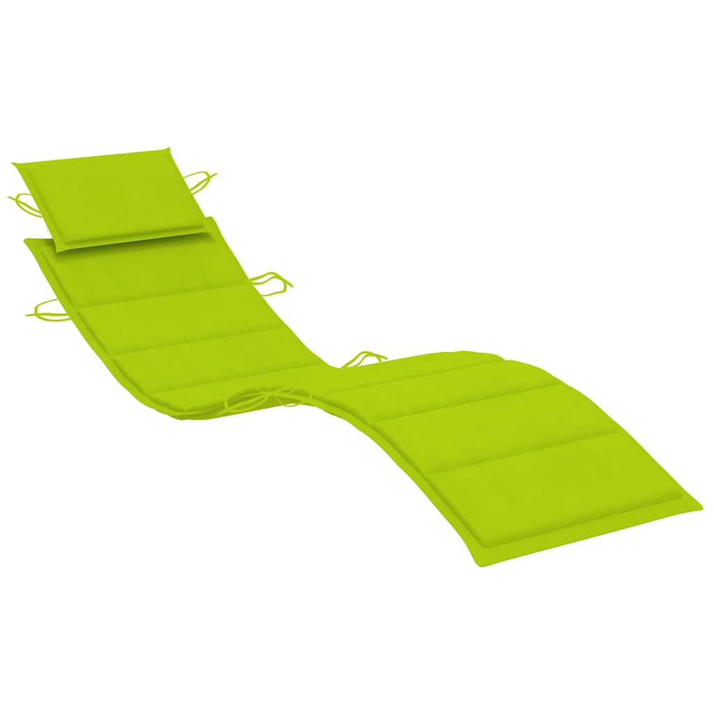 Chaises longues 2 pièces avec table et coussins en bois massif d'acacia