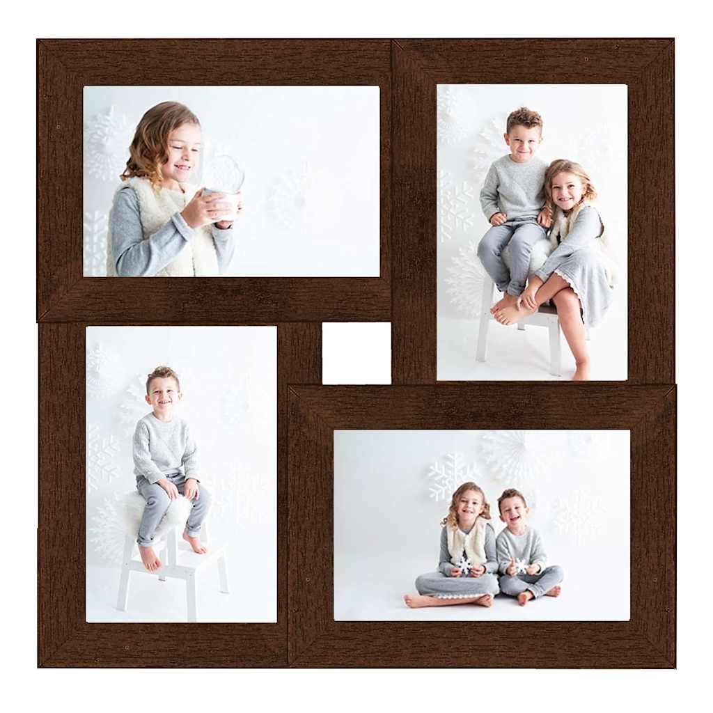Collage Bilderrahmen für 4x(13x18 cm) Fotos Dunkelbraun MDF