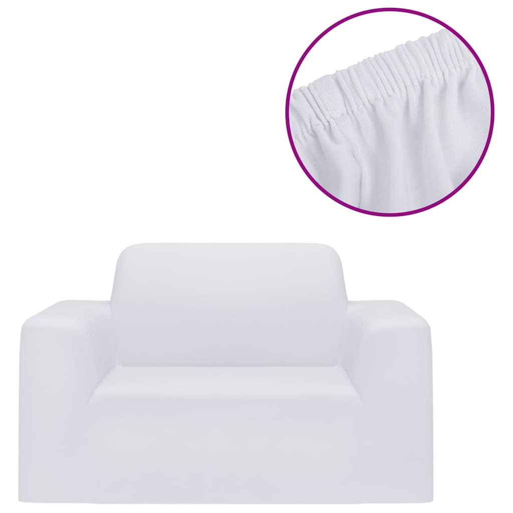 Stretch-Sofahusse Weiß Polyester-Jersey
