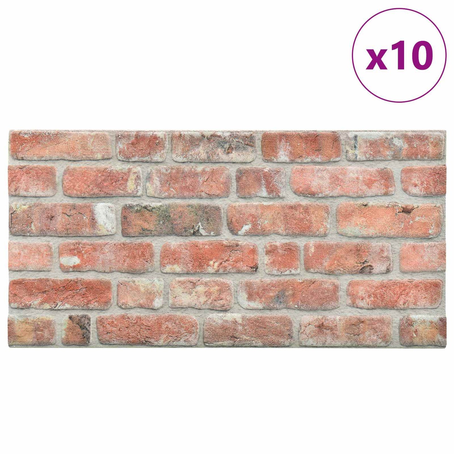 Wandpaneele 10 stk. 100 x 50 cm Rot EPS-Schaum