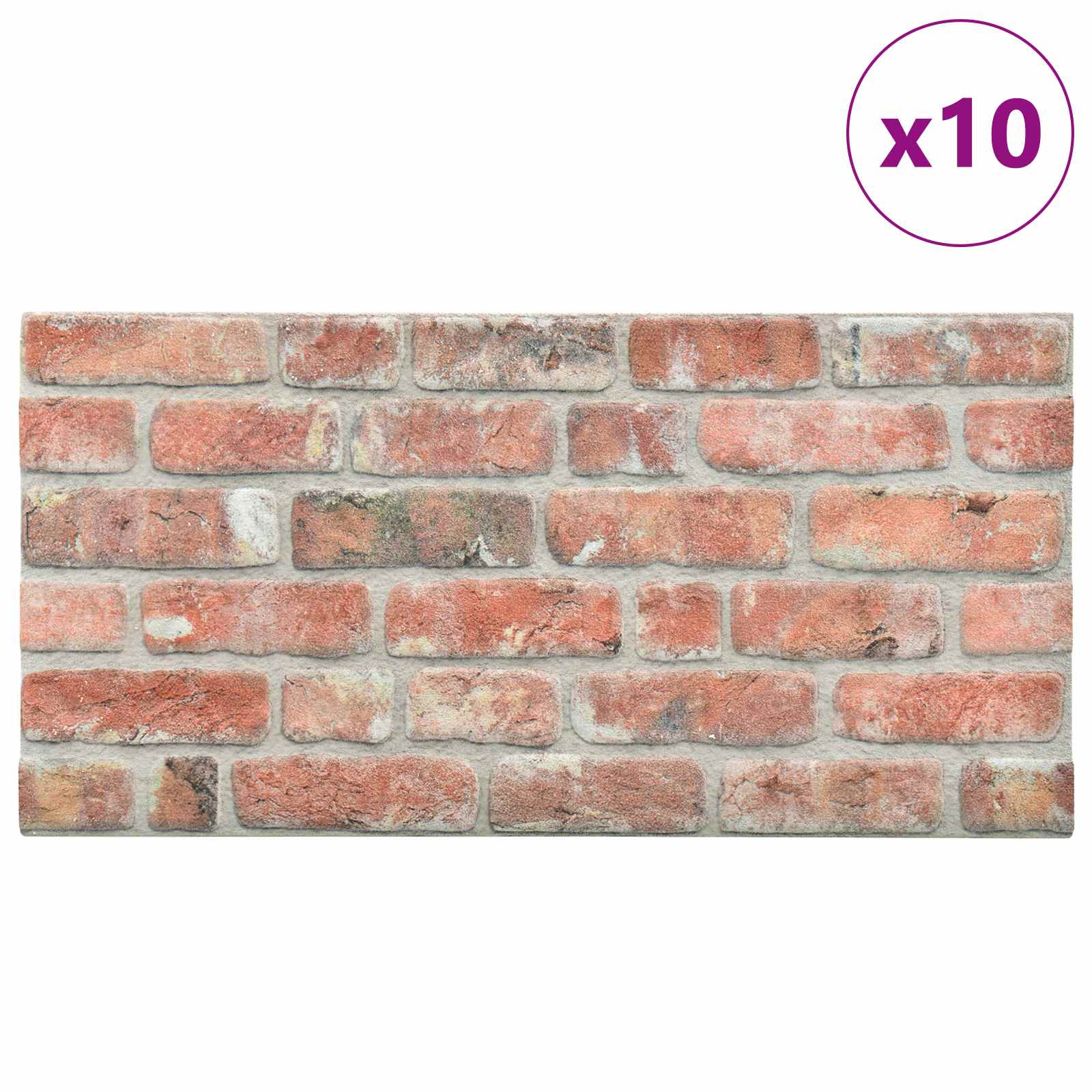 Wandpaneele 10 stk. 100 x 50 cm Rot EPS-Schaum