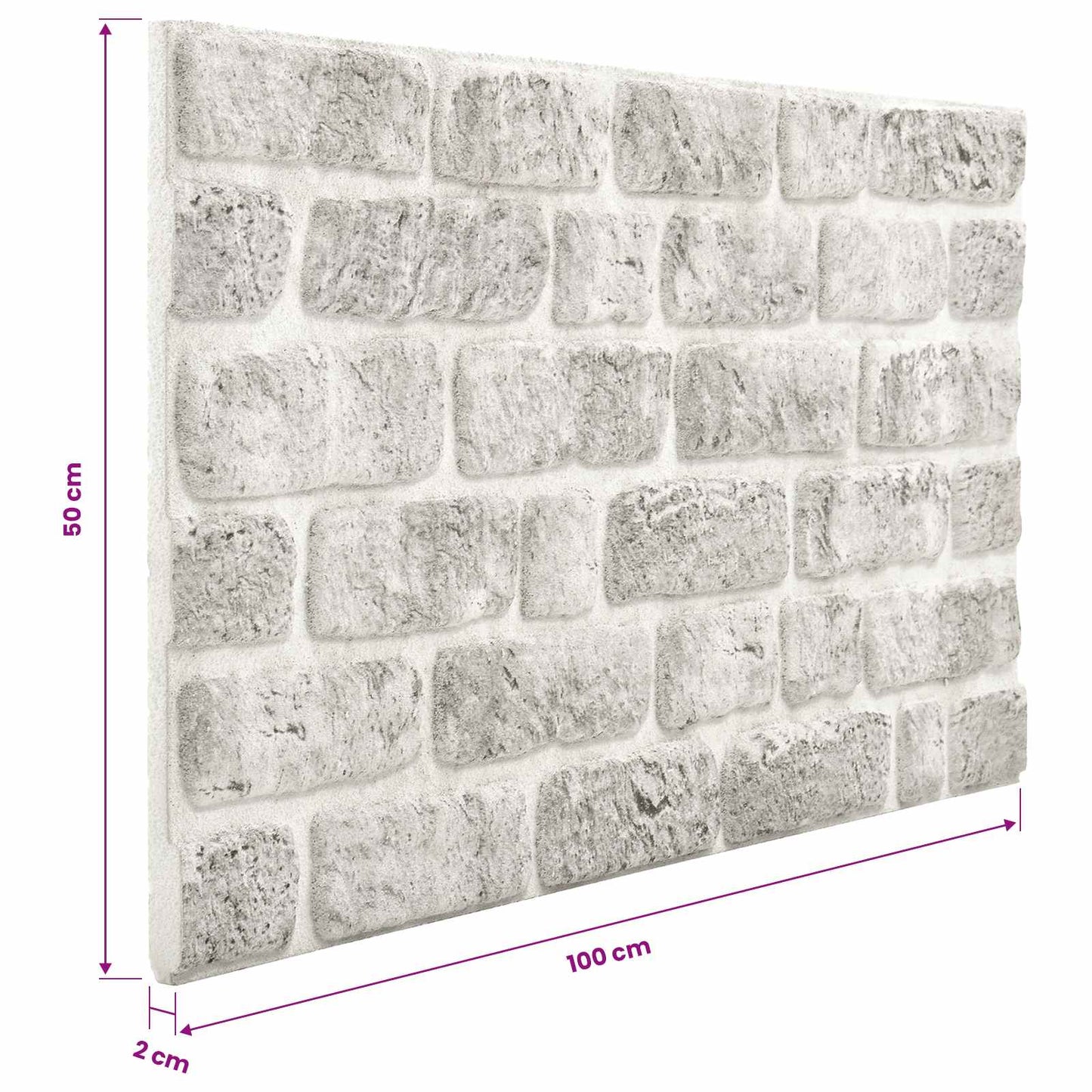 Wandpaneele 10 stk. 100 x 50 cm Hellgrau EPS-Schaum