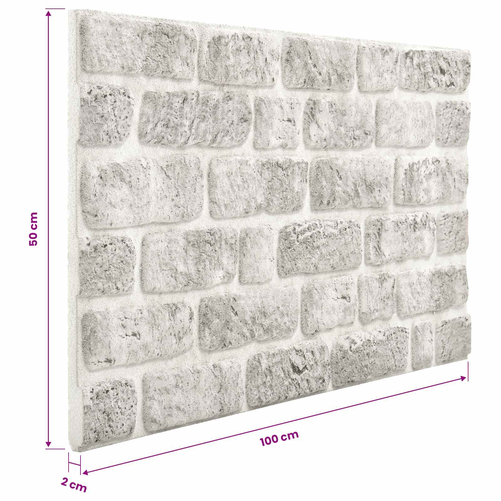 Wandpaneele 10 stk. 100 x 50 cm Hellgrau EPS-Schaum