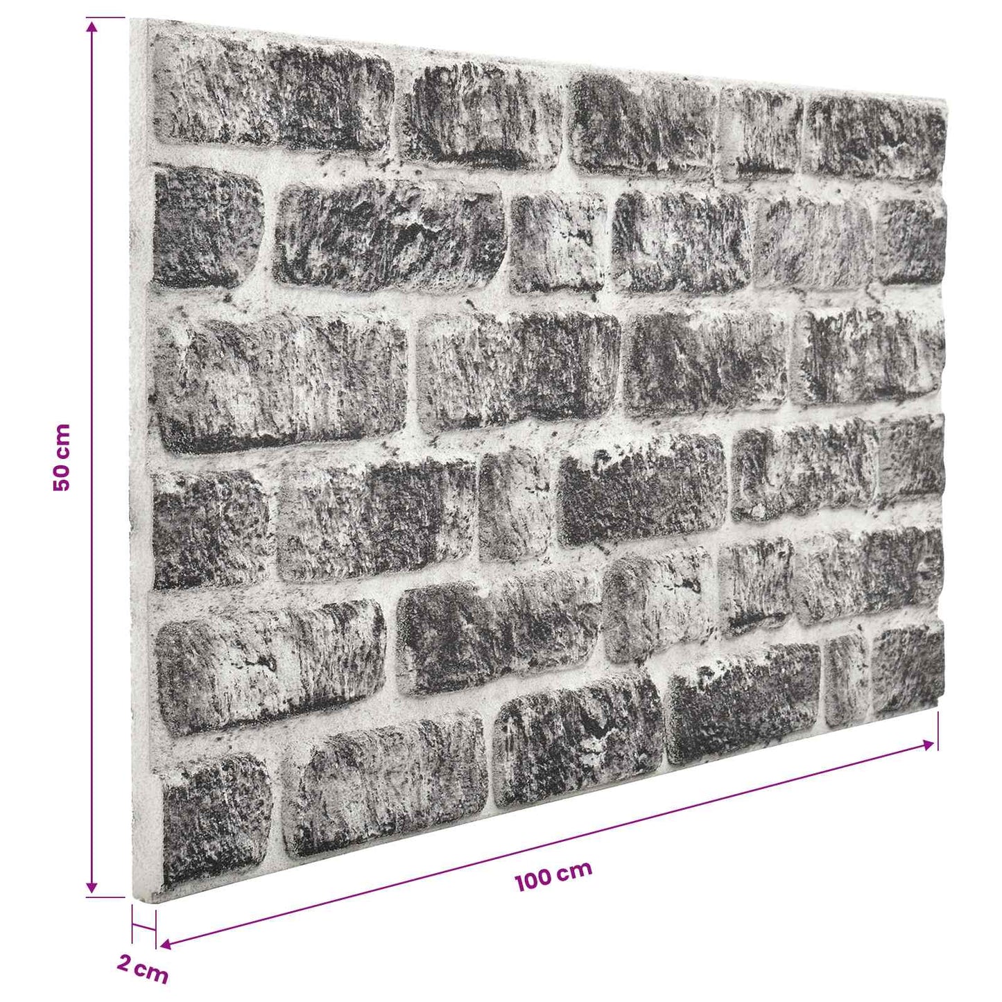 Wandpaneele 10 stk. 100 x 50 cm Dunkelgrau und Weiß EPS-Schaum