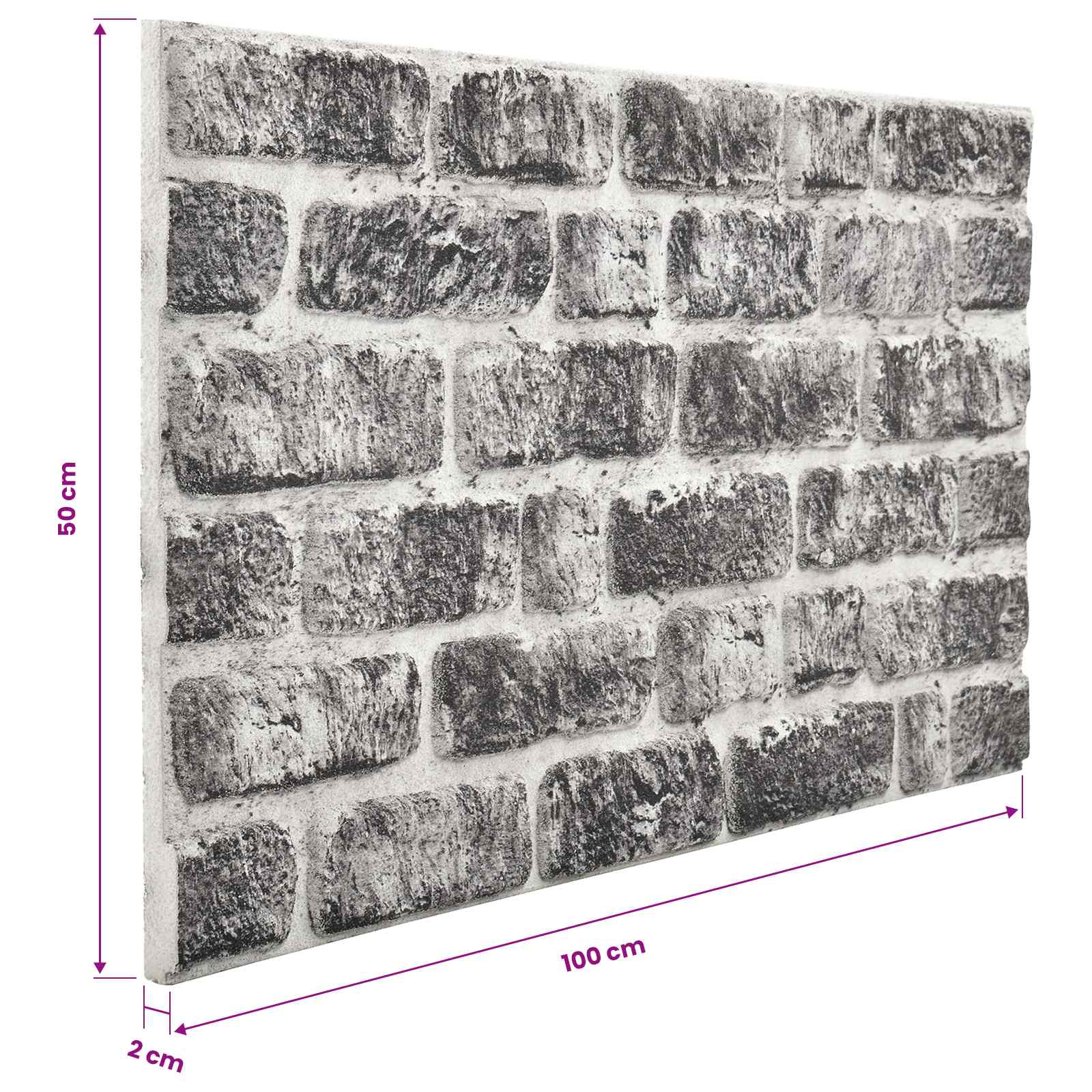 Wandpaneele 10 stk. 100 x 50 cm Dunkelgrau und Weiß EPS-Schaum