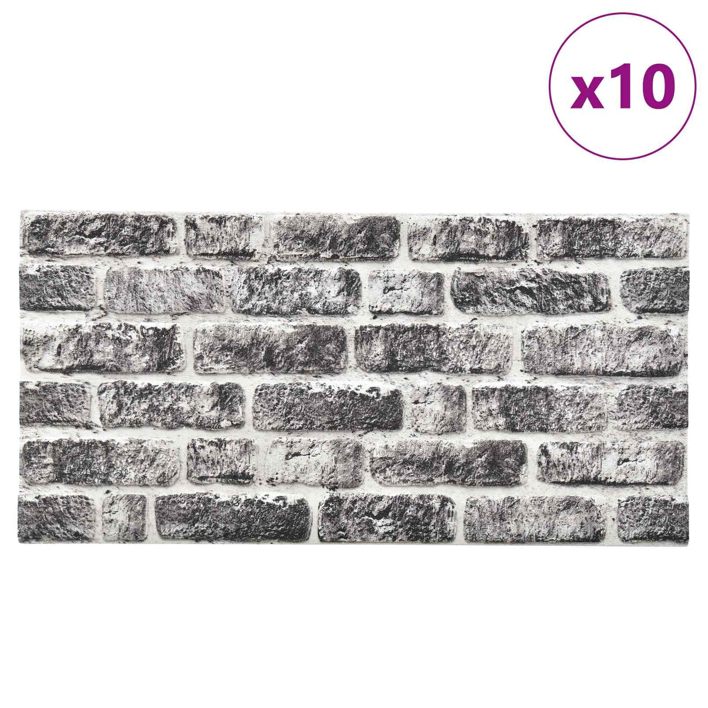 Wandpaneele 10 stk. 100 x 50 cm Dunkelgrau und Weiß EPS-Schaum