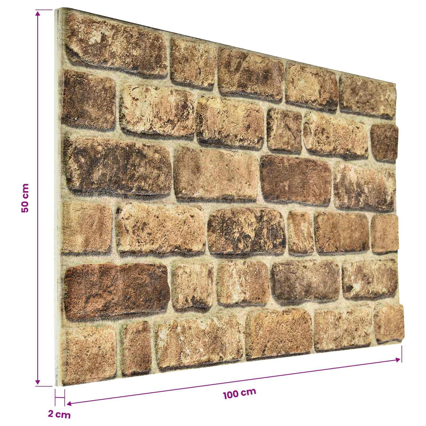 Wandpaneele 10 stk. 100 x 50 cm Dunkler Sand EPS-Schaum