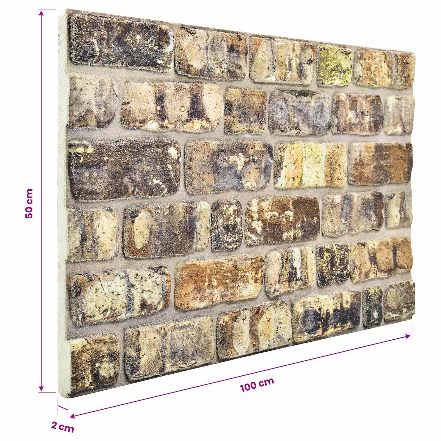 Wandpaneele 10 stk. 100 x 50 cm Mehrfarbig EPS-Schaum
