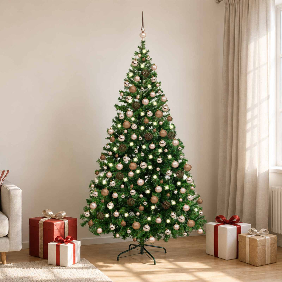 Künstlicher Weihnachtsbaum Beleuchtung Kugeln 210cm 910 Zweige