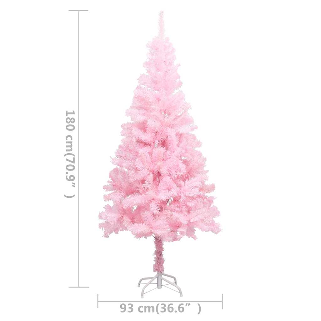 Künstlicher Weihnachtsbaum mit Beleuchtung & Kugeln Rosa 180cm