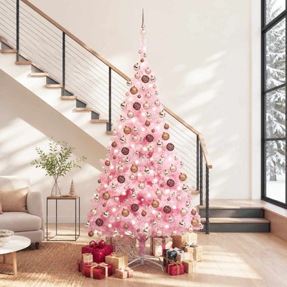 Künstlicher Weihnachtsbaum mit Beleuchtung & Kugeln Rosa 240cm