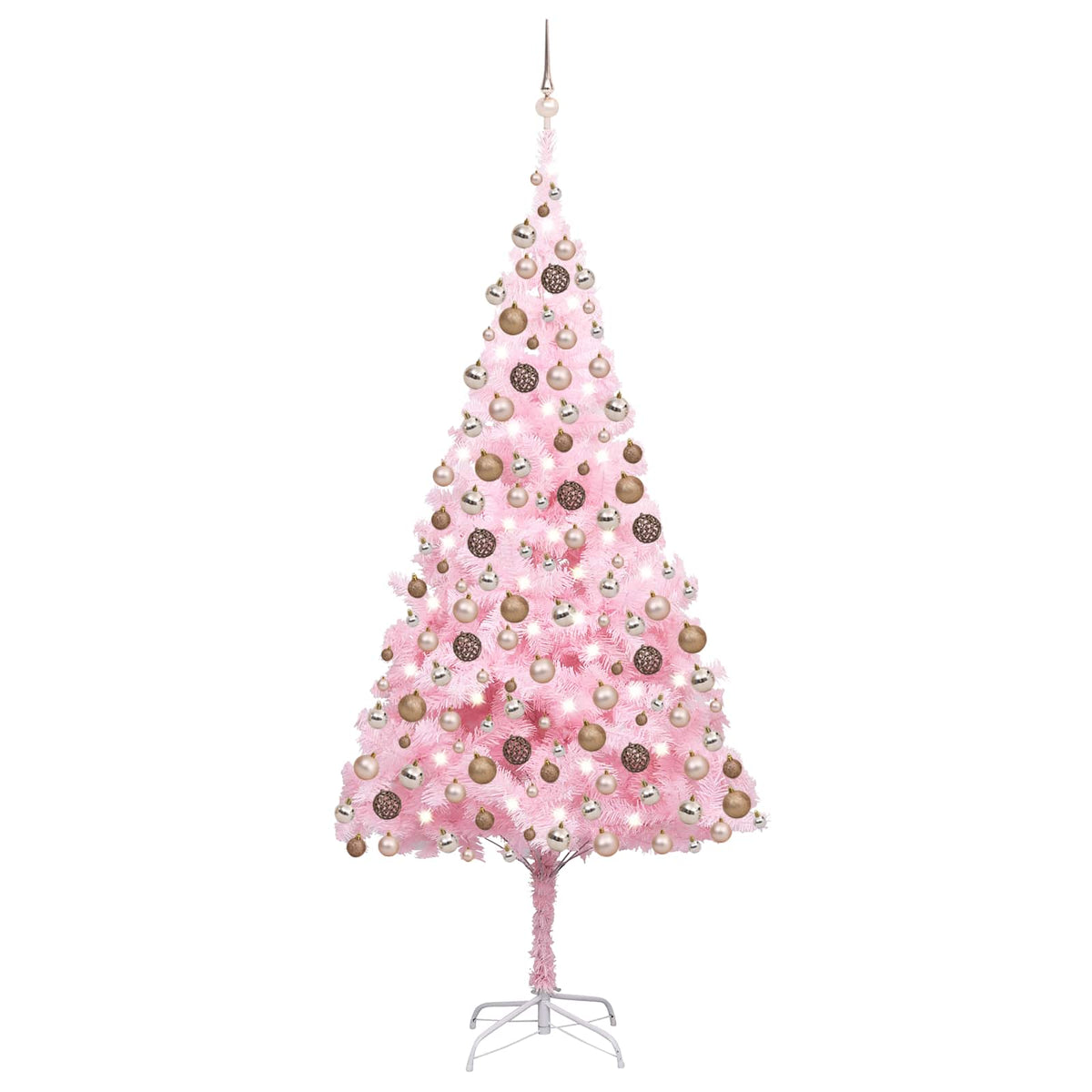 Künstlicher Weihnachtsbaum mit Beleuchtung & Kugeln Rosa 240cm