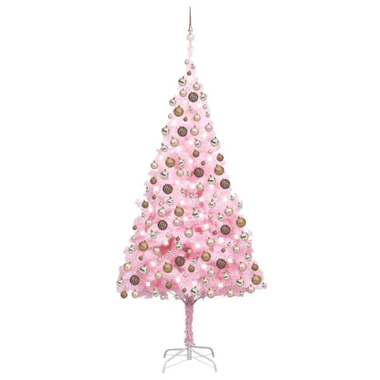 Künstlicher Weihnachtsbaum mit Beleuchtung & Kugeln Rosa 240cm