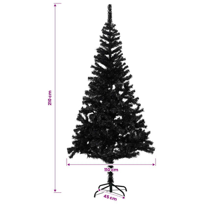 Künstlicher Weihnachtsbaum Beleuchtung & Kugeln Schwarz 210 cm