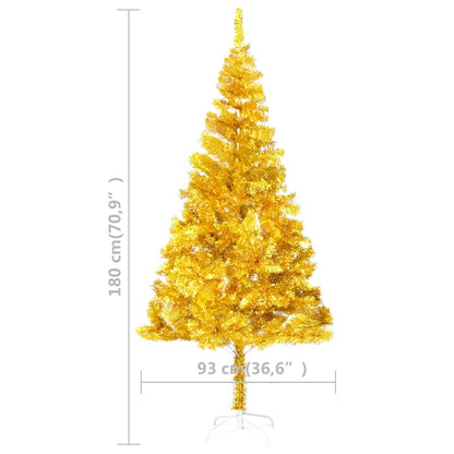 Künstlicher Weihnachtsbaum Beleuchtung & Kugeln Gold 180 cm PET