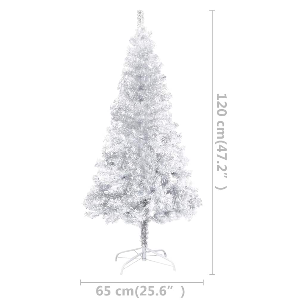 Künstlicher Weihnachtsbaum Beleuchtung & Kugeln Silber 120 cm