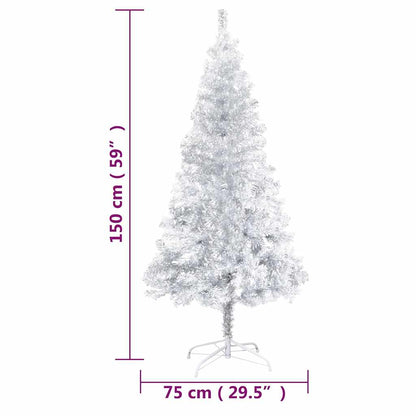Künstlicher Weihnachtsbaum Beleuchtung & Kugeln Silber 150 cm