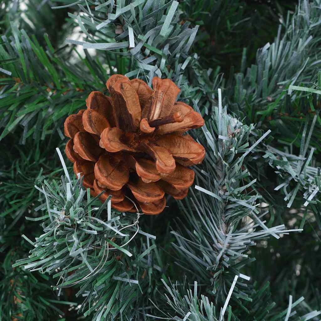 Weihnachtsbaum Gefrostet mit Beleuchtung Kugeln Zapfen 150 cm