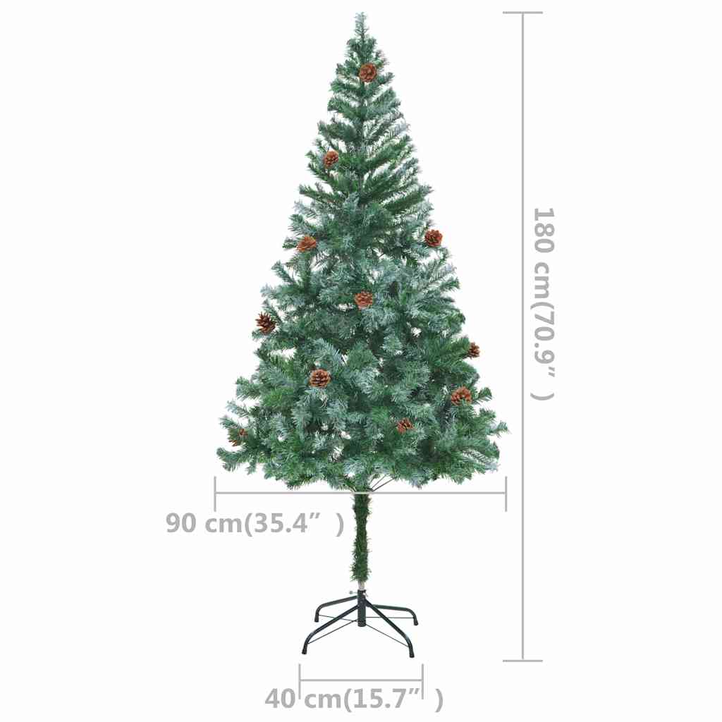 Künstlicher Weihnachtsbaum mit Beleuchtung Kugeln Zapfen 180 cm