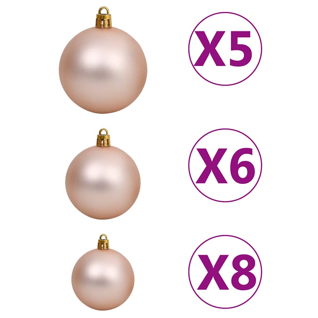 Künstlicher Weihnachtsbaum mit LEDs Kugeln Zapfen 150 cm