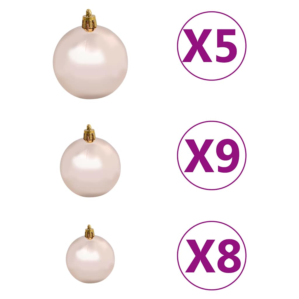 Künstlicher Weihnachtsbaum mit LEDs Kugeln Zapfen 150 cm