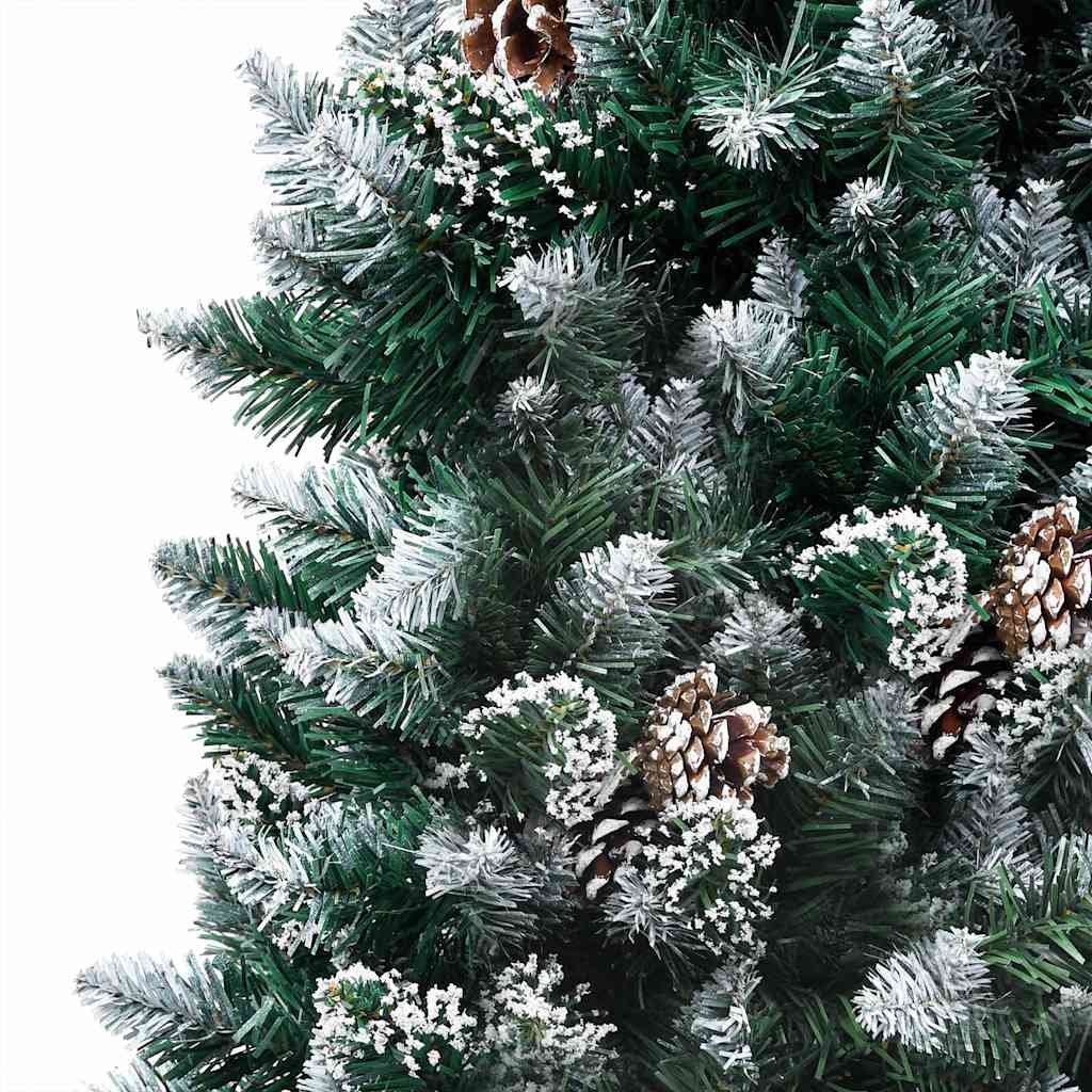 Künstlicher Weihnachtsbaum mit LEDs Kugeln Zapfen 210 cm