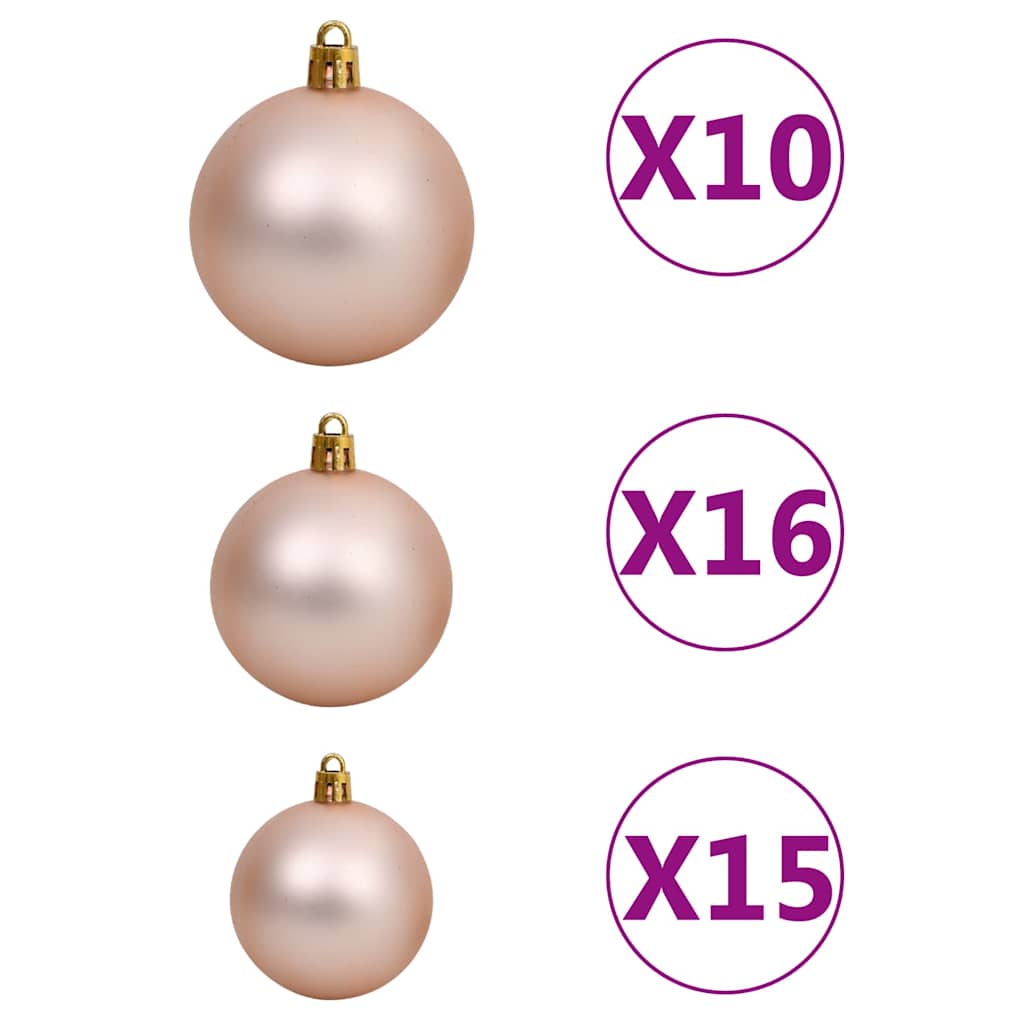 Künstlicher Weihnachtsbaum mit LEDs Kugeln Zapfen 210 cm